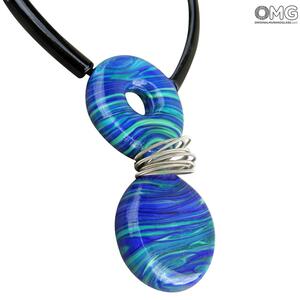 2264 ORIGINALMURANOGLASS Подвеска Malvasia из синего муранского стекла 55 см