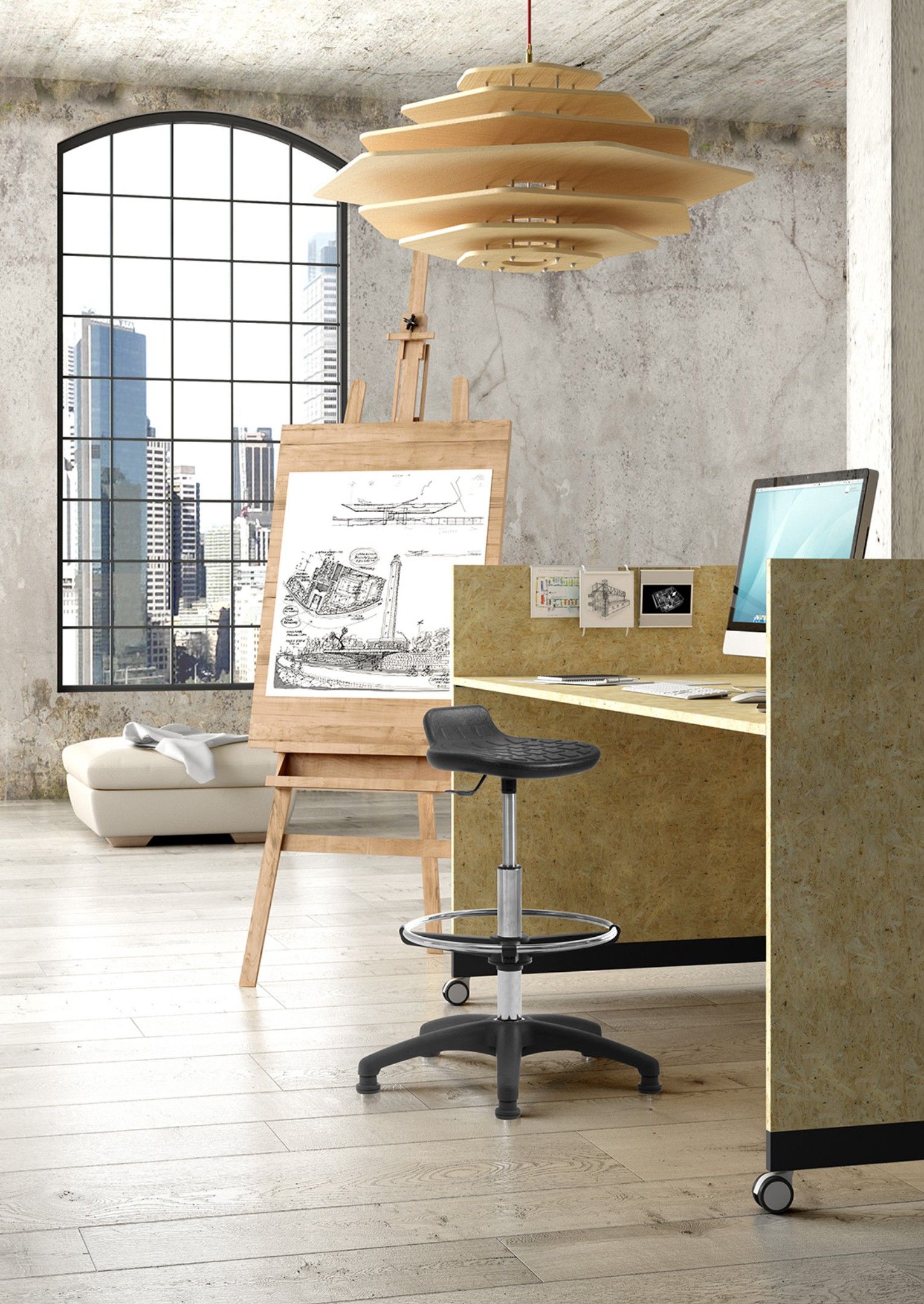 Полиуретановый регулируемый по высоте офисный стул с колесами Leyform Officia ARCH-00030330 - Вид №5