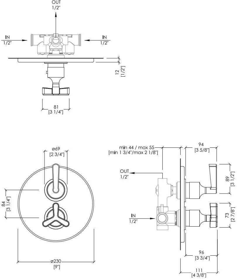 Devon&Devon Термостатический смеситель для душа Tribeca Trb570(1-2)nk - Вид №1