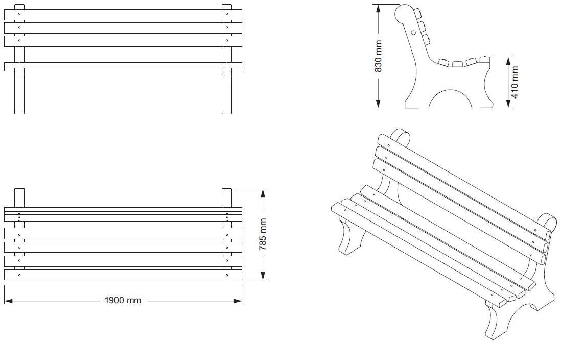 ENCHO ENCHEV - ETE Скамейка из бетона и дерева со спинкой  4  - Вид №5