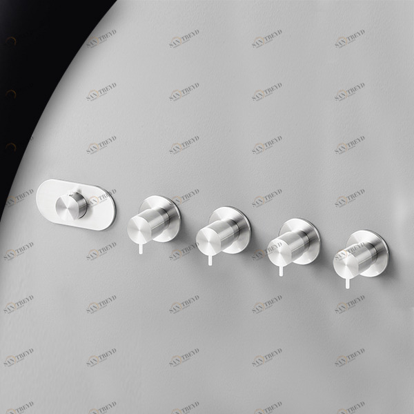 Термостат для душа глянцевая сталь с белой ручкой Toki Radomonte TKI57LCIL21