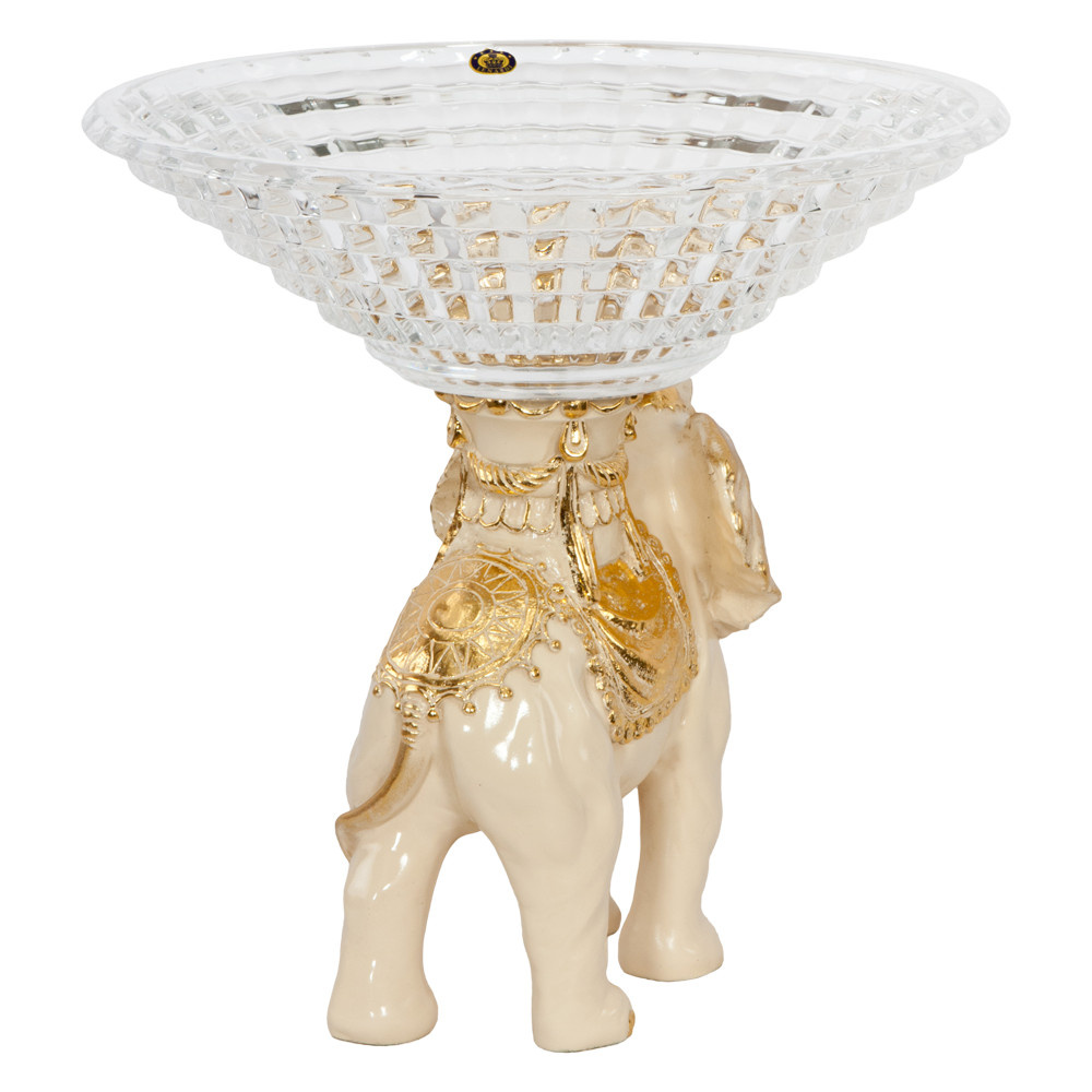 52077 BOGACHO Фруктовница-конфетница Слон Айрават Айвори мрамор / стекло  - Вид №5