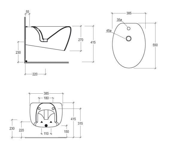 Керамическое подвесное биде GSG Ceramic Design ARCH-00007120 - Вид №3