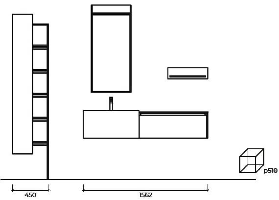 Cerasa Подвесная тумба под умывальник из меламина с ящиками Segno sun-id-1351139 - Вид №5