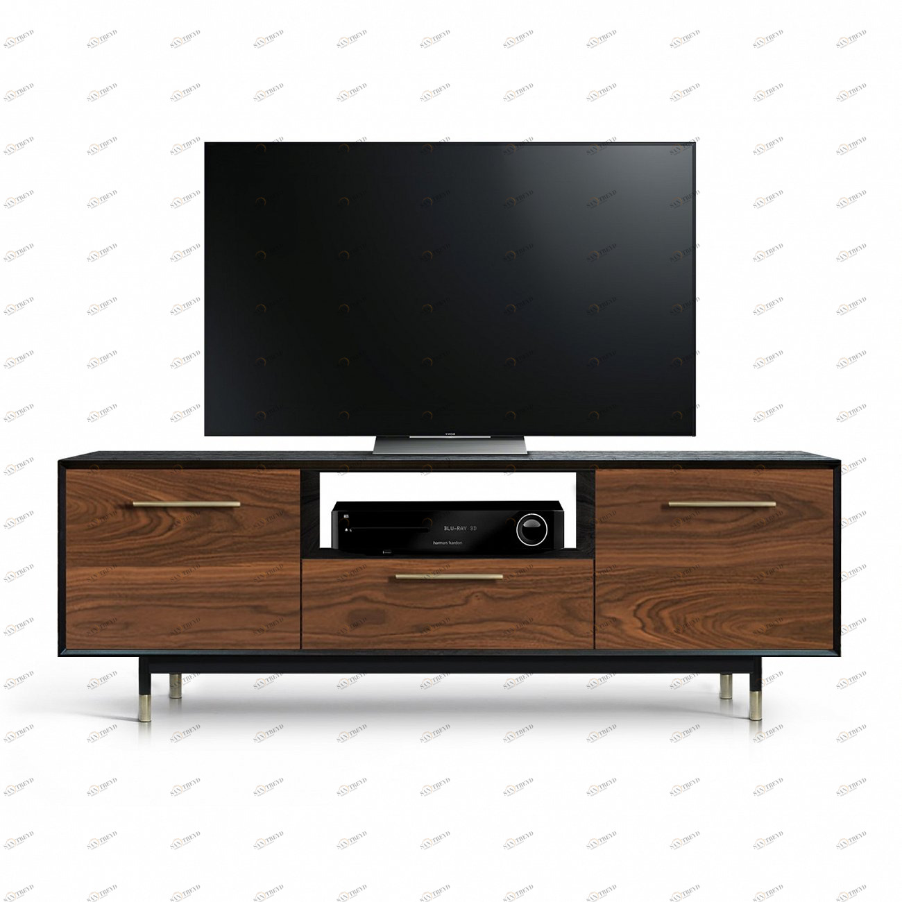 Тумба под телевизор с ящиком американский орех Impala ACWD IMPALA 00-3981933 Коричневый;черный 