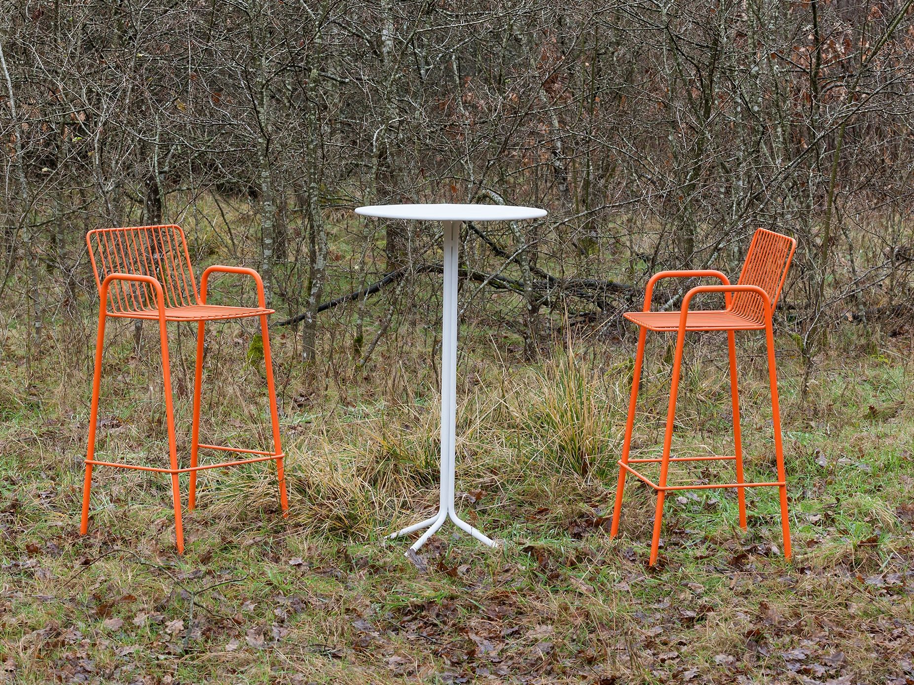 Высокий круглый садовый стол из оцинкованной стали iSimar ARCH-00025755 - Вид №1