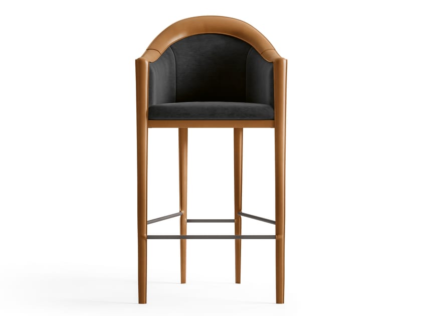 Высокий стул из кожи и ткани CPRN HOMOOD Starlight ARCH-00147460