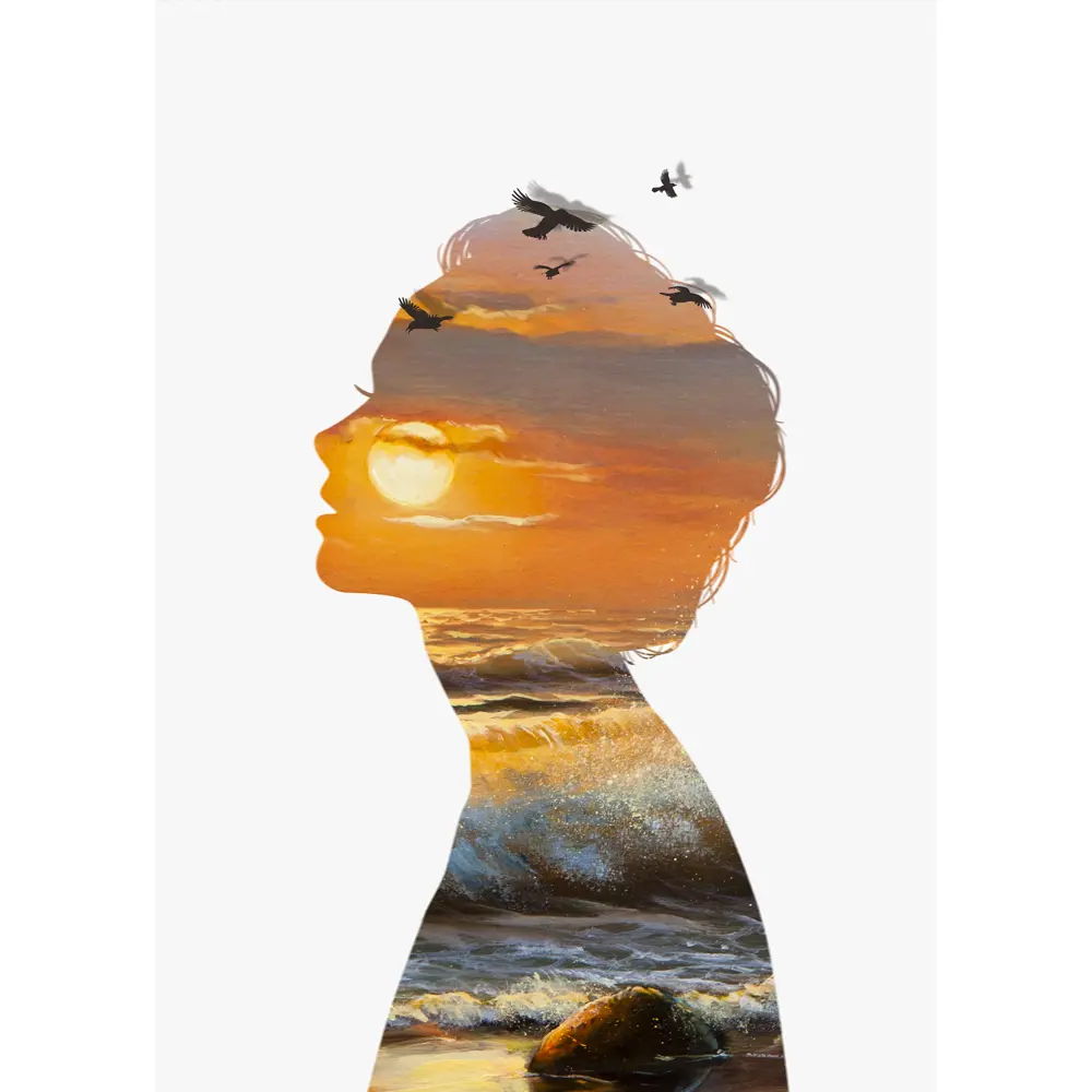 Картина на холсте Постер-лайн Девушка на закате 50x70 см STLM-2059197