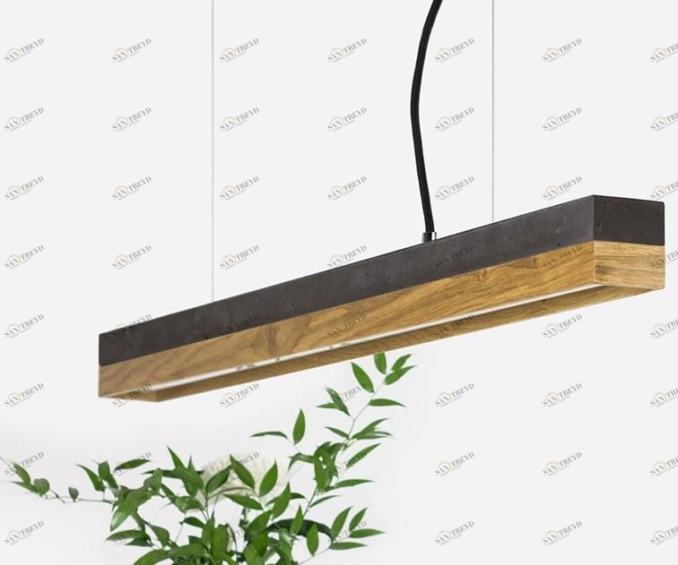 GANTlights Led подвесной светильник из бетона и дуба C sun-id-1375340