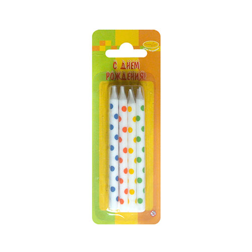 231118 Набор свечей для торта 0.5 см 12 шт. "В горошек" Патибум 