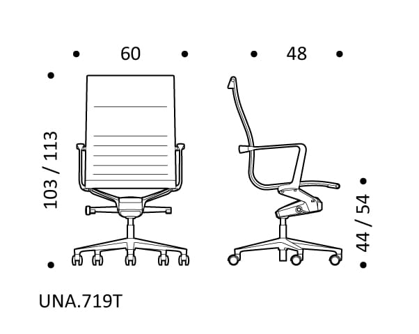 5-спицевое вращающееся офисное кресло с тканевыми колесами ICF una Chair ARCH-00019124 - Вид №3