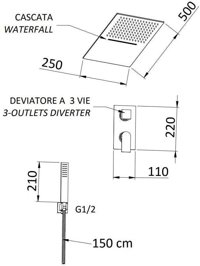 Rubinetterie Mariani Внешний душевой набор с ручным душем Avenue 17b/av p3 sr005 - Вид №1