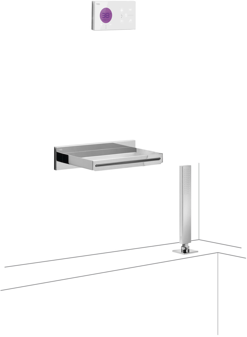 SHOWER TECHNOLOGY 2-ходовой встраиваемый электронный термостатический смеситель Shower Technology Blue Edition, набор для ванны и душа-09286570 TRES