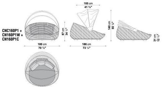 B&B Italia Outdoor 2-х местный садовый диван из полиэтилена Canasta '13 sun-id-1436303 - Вид №3