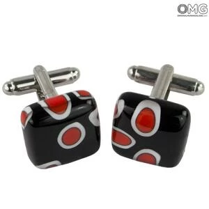 4000 ORIGINALMURANOGLASS Запонки Красные муррины - муранское стекло OMG 1 см