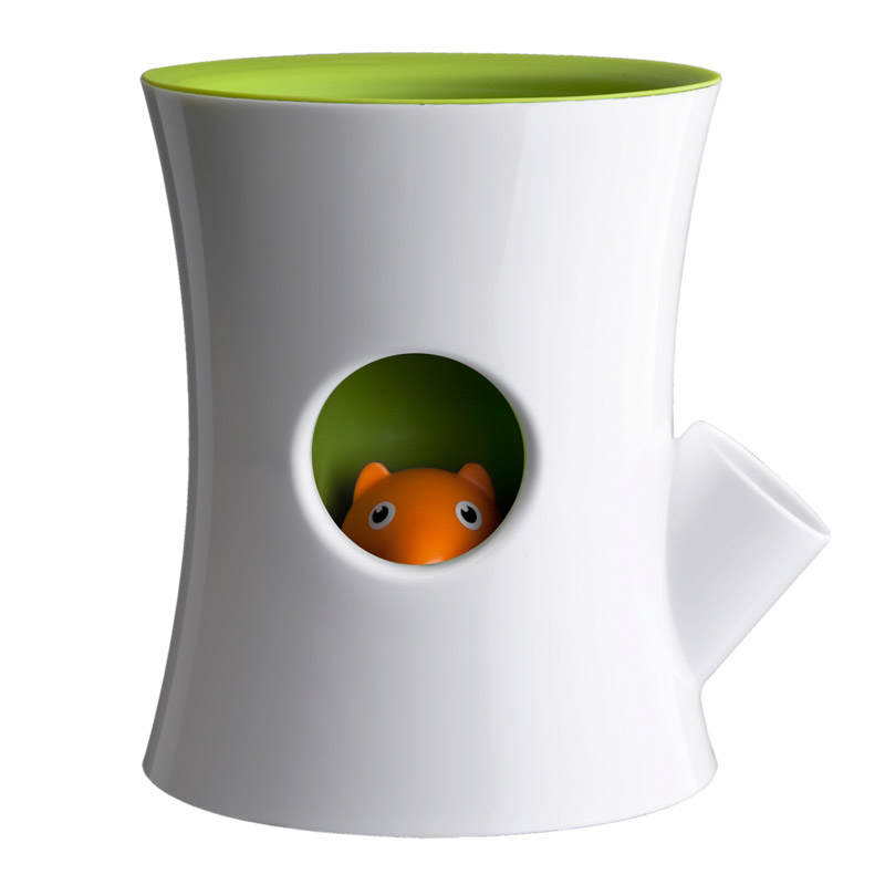 QL10075-WH-GN Горшок самополивающийся log&squirrel белый-зеленый Qualy  - Вид №3