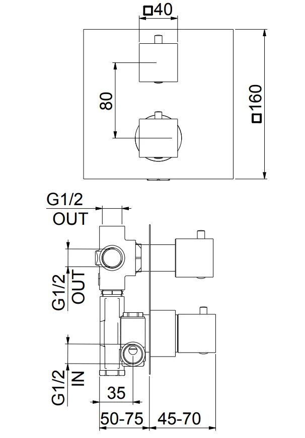 PE970903740 Смеситель для душа термостатический Webert Pegaso - Вид №1