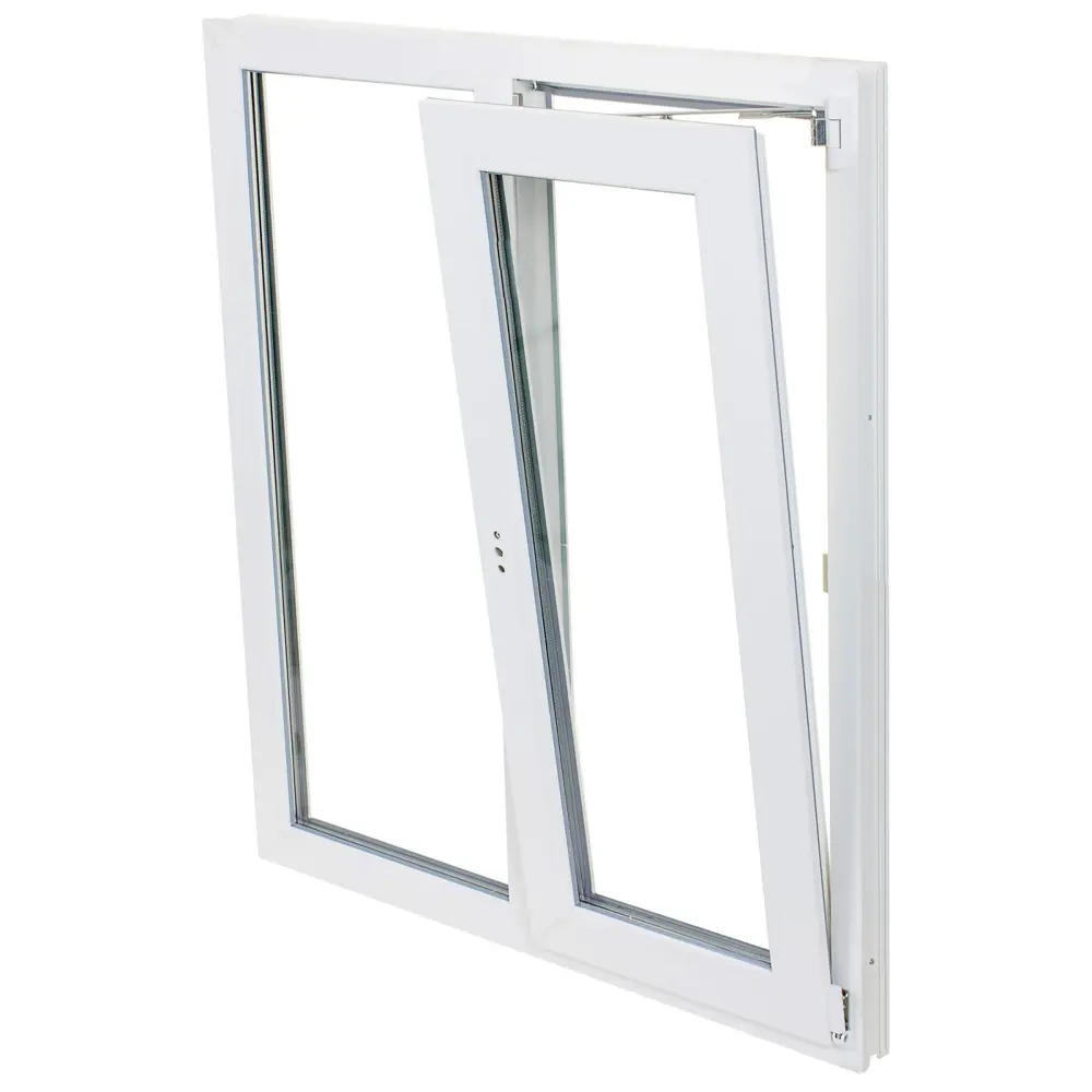 Пластиковое окно ПВХ Deceuninck двустворчатое 1200x1200 мм (ВхШ) двухкамерный стеклопакет белый/антрацит STLM-2160361 - Вид №1