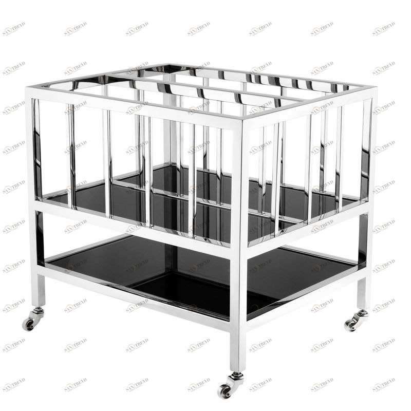 Приставной столик на колесиках с полкой Cosmo от Eichholtz EICHHOLTZ EICHHOLTZ 062904 Хром;черный 