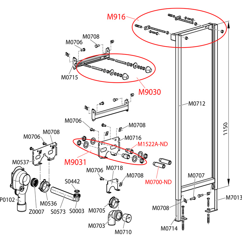 Монтажная рама для умывальника и смесителя co встроенным сифоном ALCAPLAST A104AVS1200 - Вид №2