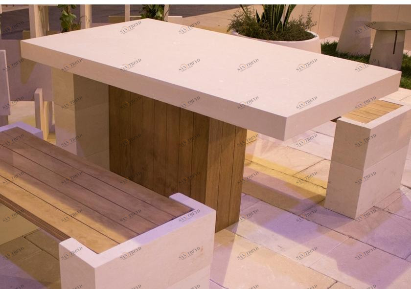 PIMAR Прямоугольный садовый стол из камня Лечче Prua Ca98