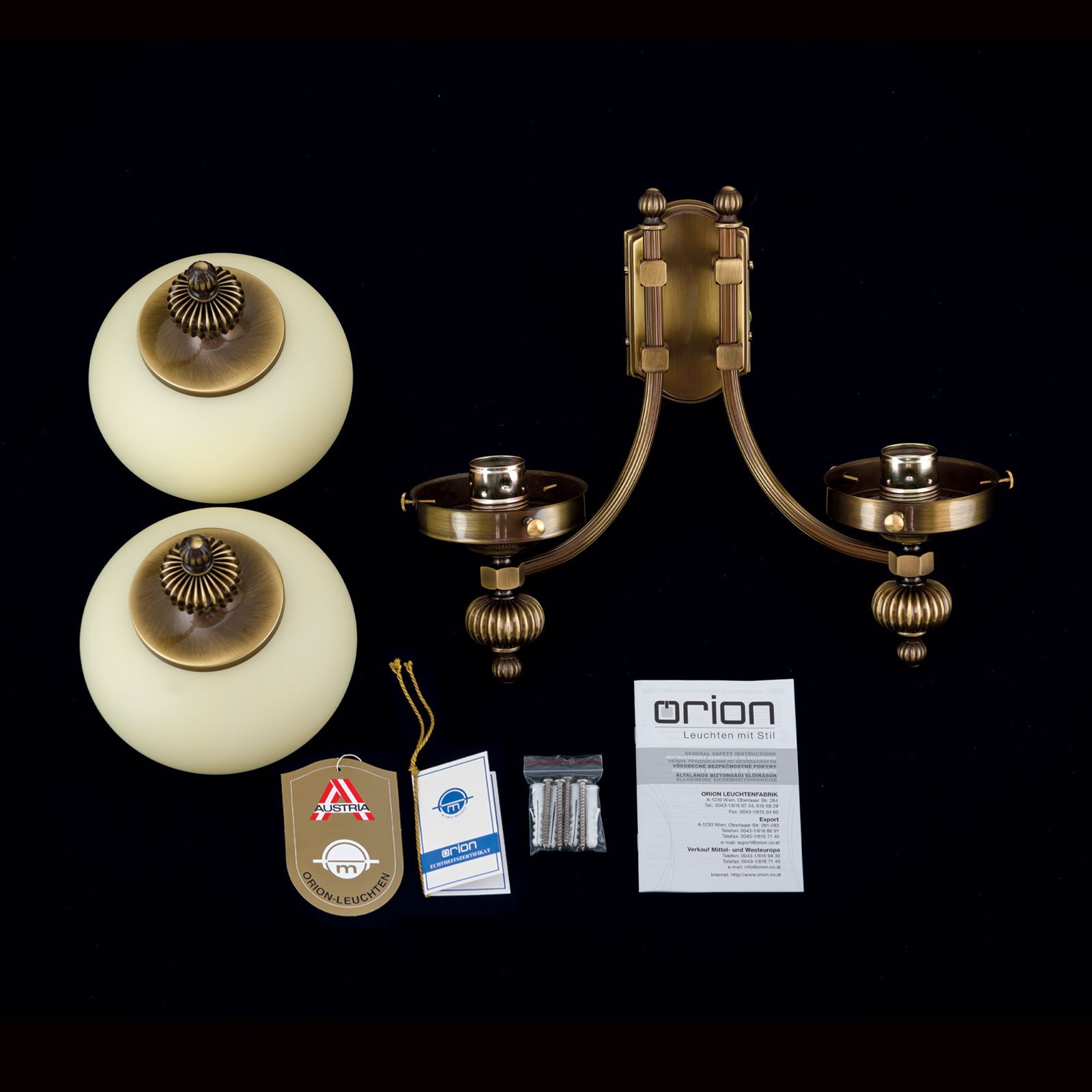 Настенный светильник из латуни и стекла Orion Wiener Nostalgie ARCH-00019853 - Вид №4