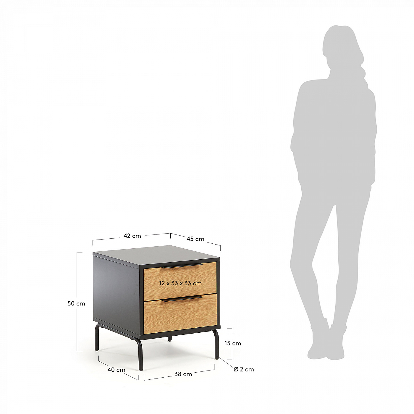 067829 Прикроватная тумбочка Savoi 42x50 черный шпон дуба La Forma Stellar - Вид №4