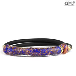 3725 ORIGINALMURANOGLASS Браслет Серена - синий с авантюрином - муранское стекло OMG 18 см