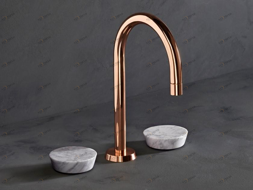 The Watermark Collection Смеситель для раковины на 3 отверстия с мраморной панелью управления Zen Santreyd sun-id-1448140