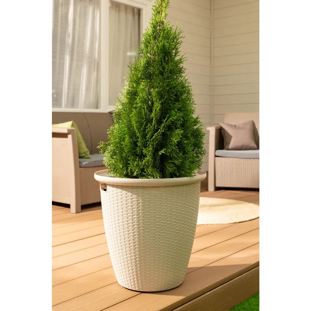 Кашпо Ingreen Rattan ø47 h47 см v27 л пластик молочный шоколад 84281217 STLM-2160205 - Вид №3