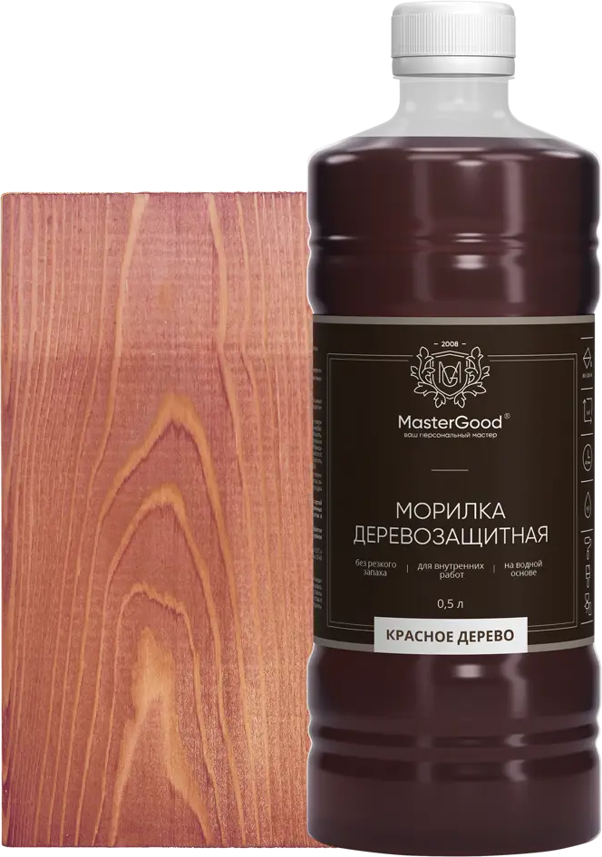 Морилка GOOD MASTER для дерева 0.5 л - благородный оттенок красного дерева 88038573