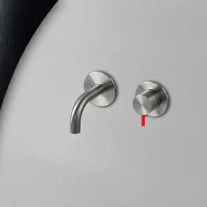 Смеситель для раковины сталь матовая с красной ручкой Toki Radomonte TKI17SCIL25