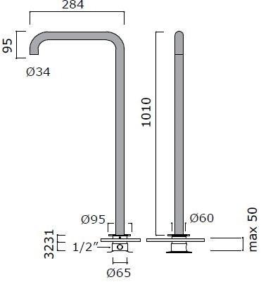 MINA Смеситель для умывальника из нержавеющей стали Dimensione74 6334t - Вид №1