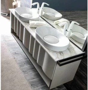 CorteZari Тумба под умывальник подвесная двойная Zoe gold 122