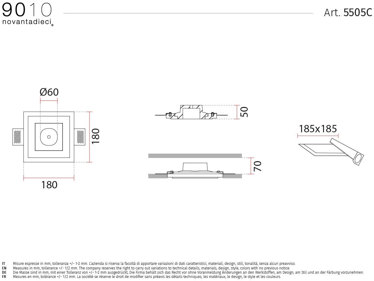 9010 novantadieci Утопленная розетка из cristaly® для подвесок  5505c  - Вид №1