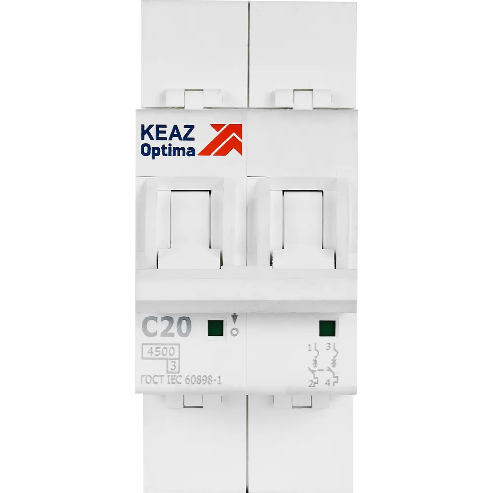 Автоматический выключатель КЭАЗ Opti Din BM63 2P 20А для надежной защиты электросети 89206658 STLM-1105001 - Вид №1