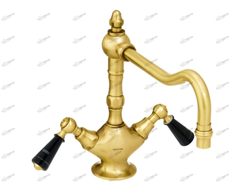 035030.MN0.30 Смеситель для мойки на одно отверстие, черный фарфор Античная латунь Mestre RETRO