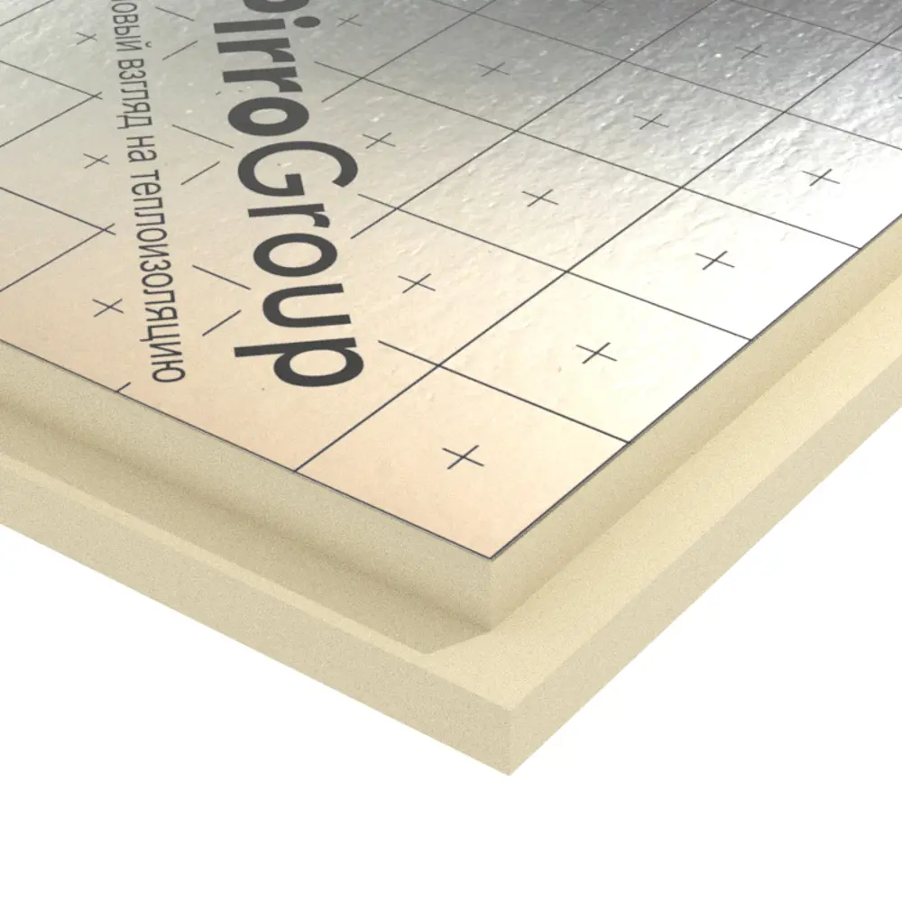 Теплоизоляционная PIR-плита 80 мм PIRROGROUP Universal 585х1185 мм 0.693 м² STLM-2039484 - Вид №1