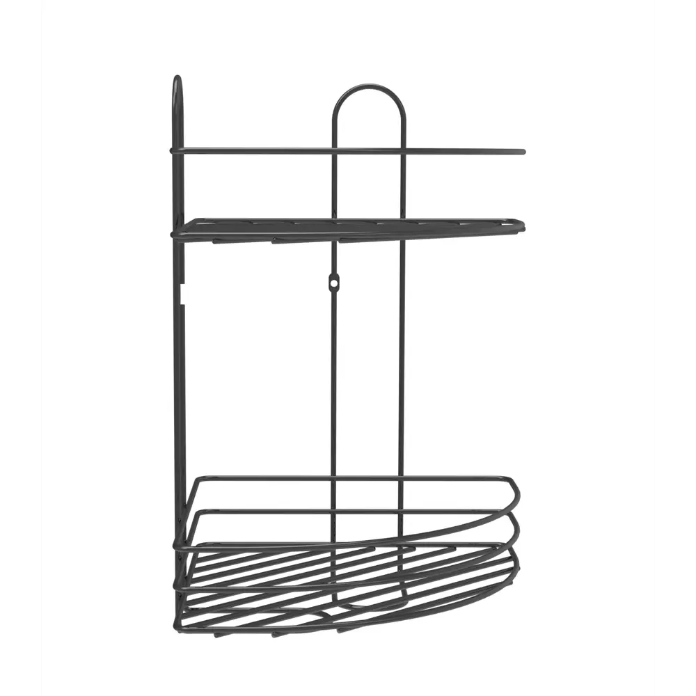 Полка для ванной Lemer Nil двухъярусная 23x23 см металл цвет графит STLM-2204527 - Вид №1