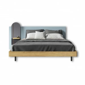 Кровать двуспальная 180х200 с навесной полкой и подсветкой дуб с голубым Mark BRAGIN DESIGN ДИЗАЙНЕРСКИЕ 00-3879391 Голубой;бежевый