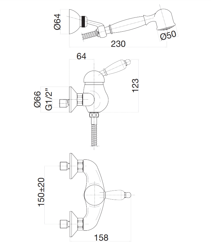 83OO5127 Смеситель для душа Imperale , золото Fiore Imperiale  - Вид №2