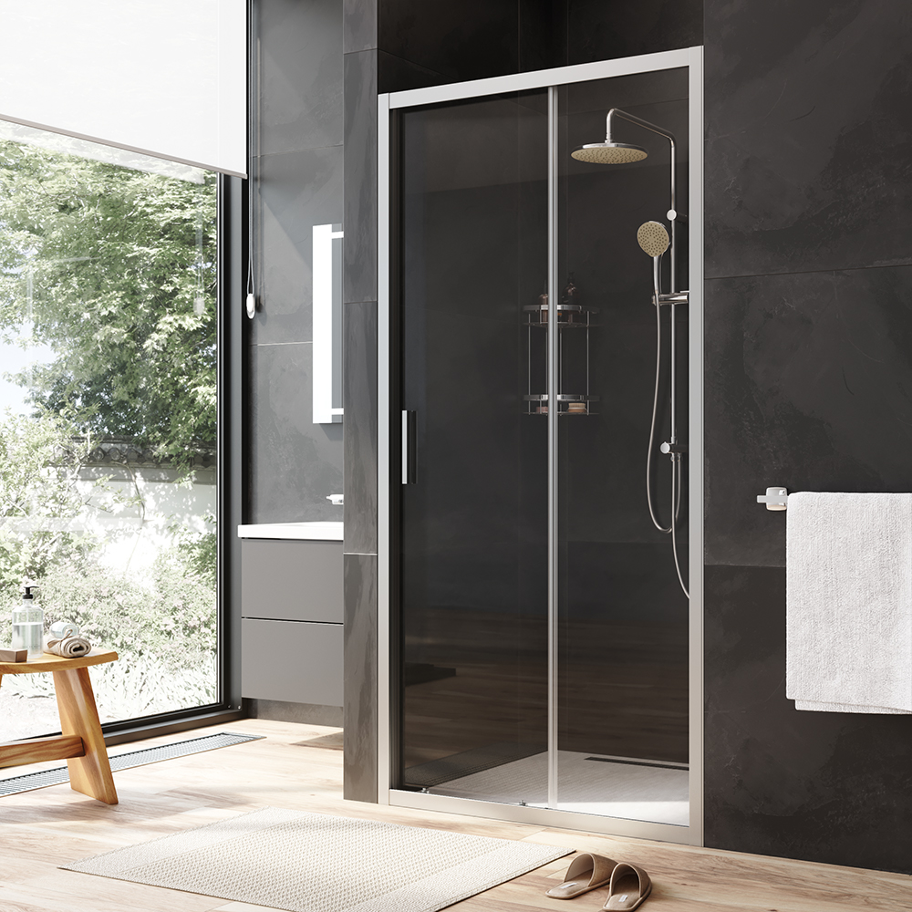 W90G-100-1-195MT Solo Дверь душевая 100х195 стекло прозрачное профиль матовый хром AM.PM Gem