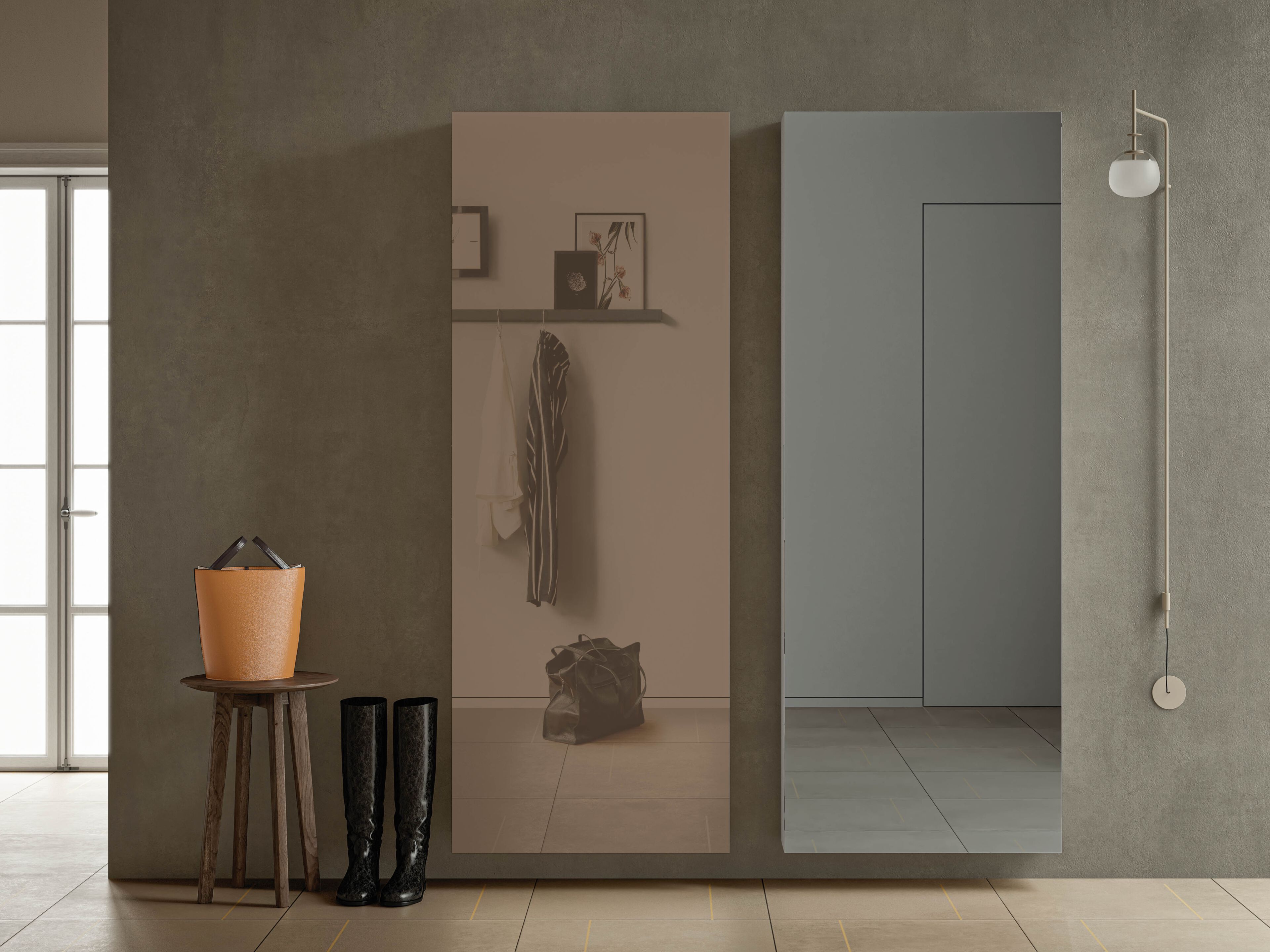 Подвесной шкаф для обуви с зеркальной дверью Birex ARCH-00087846