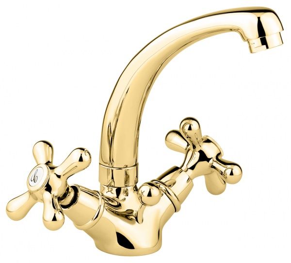 12913OR Смеситель Deco Classic 12913 с донным клапаном для раковины, цвет золото EMMEVI Decò classic