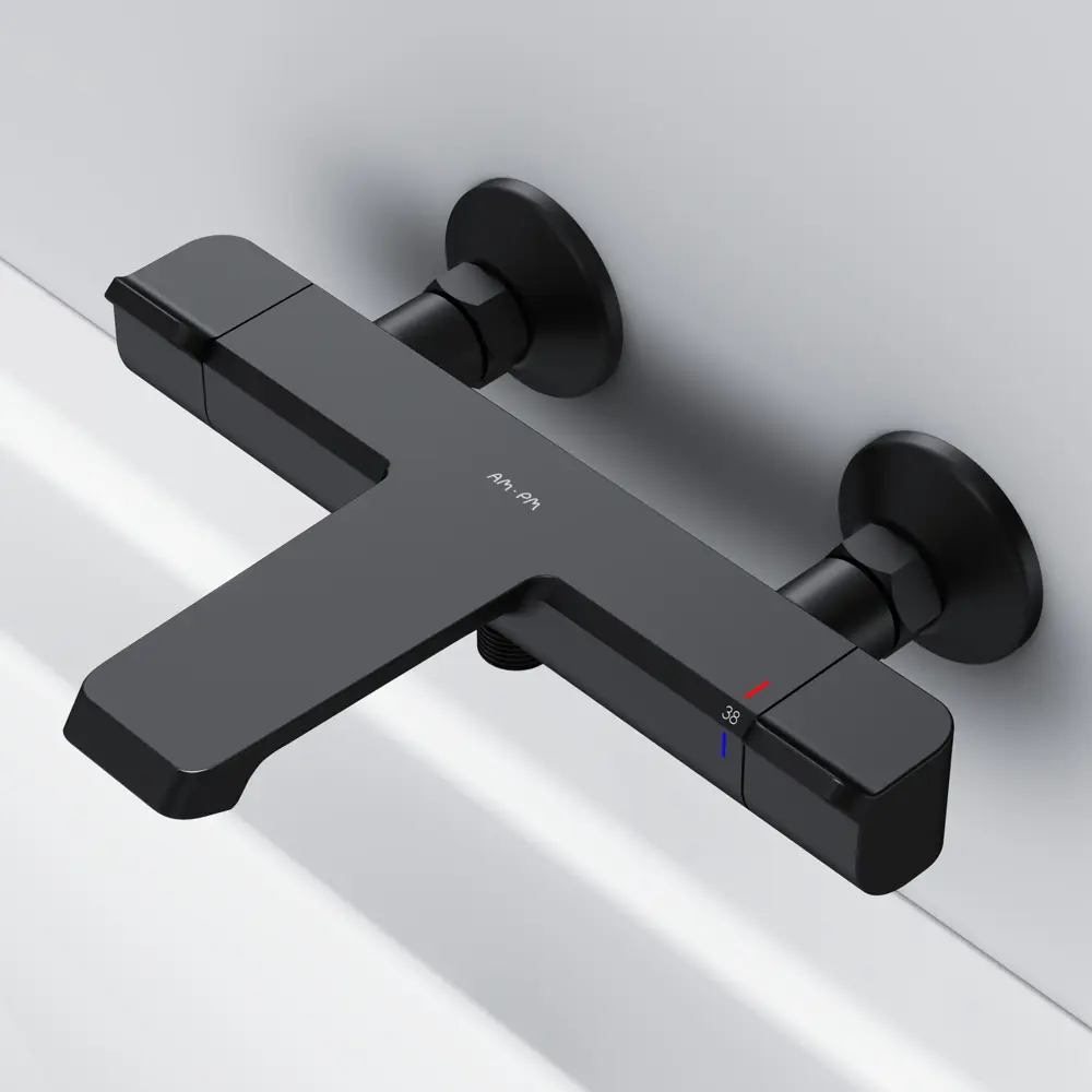 Термостатический смеситель AM.PM Flash для ванной с черным матовым изливом 89346505 STLM-0978922 - Вид №10