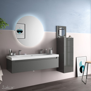 26661 SALGAR Мебель для умывальника MONTERREY 1200 1 металлический ящик GLOSS GREY 1197 x 270 x 450 мм Глянцевый серый