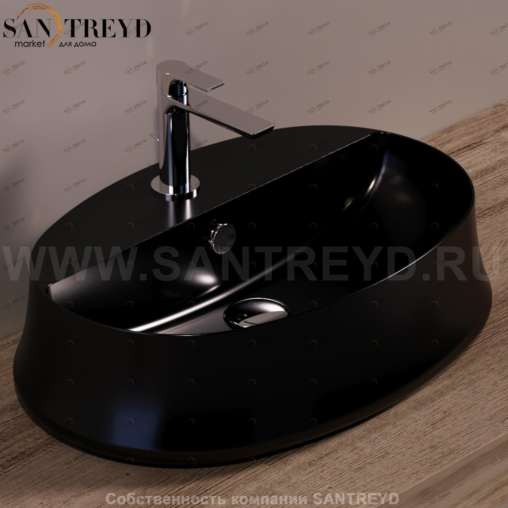 SH05NERO Накладная раковина на столешницу  овальная Simas Sharp