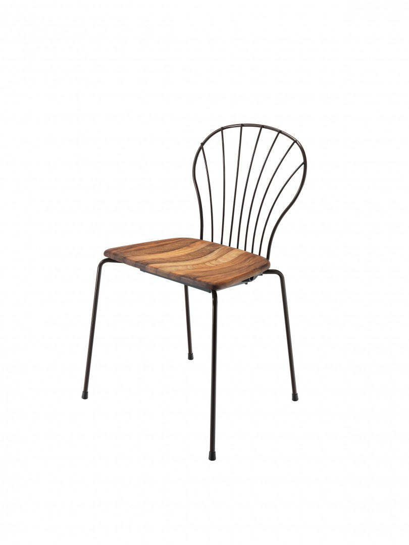 Flint 535-B Стул со стальным каркасом на 4 ножках и спинкой, сиденьем из полиамида или дерева ироко. Et al. Flint - Вид №2