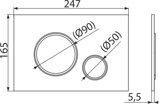 Кнопка управления для скрытых систем инсталляции, xром-глянец/xром-мат ALCAPLAST M771 - Вид №1