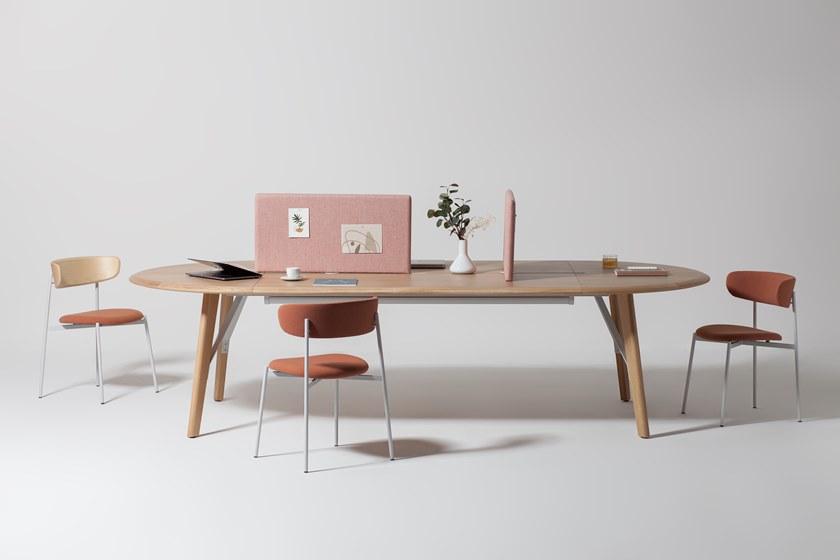 Manerba Дубовый стол с разделительными панелями и системой управления кабелями sun-id-1453016 - Вид №2